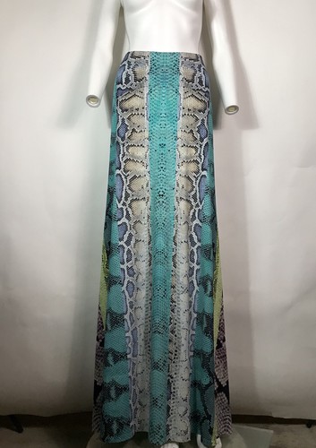 Vtg Roberto Cavalli Blue Snake Print Maxi Skirt M - Picture 2 of 10