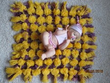 Coperta Passeggino-Coperta-Fatto a Mano-Viola/Giallo-68x68 cm-Nuova