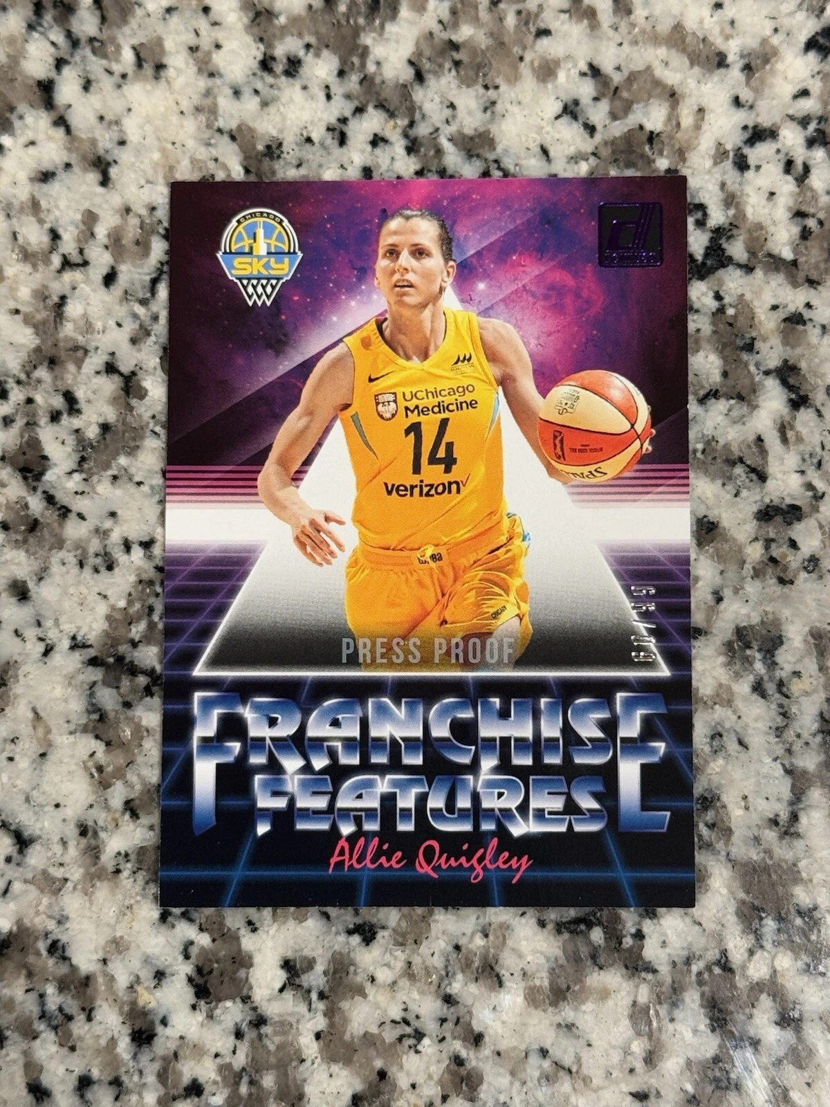 2019 Panini Donruss WNBA Franchise Features Allie Quigley /99 Purple Press Proof