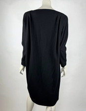 Dusan Italy Boiled Wool Lightweight Dress Women L $1930 3/4 Sleeve Pleated Back