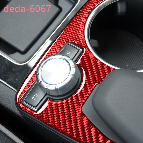 Red Carbon Fiber Water Cup Holder Panel Cover Trim For Benz C Class W204 2007-14 - Foto 4 di 12