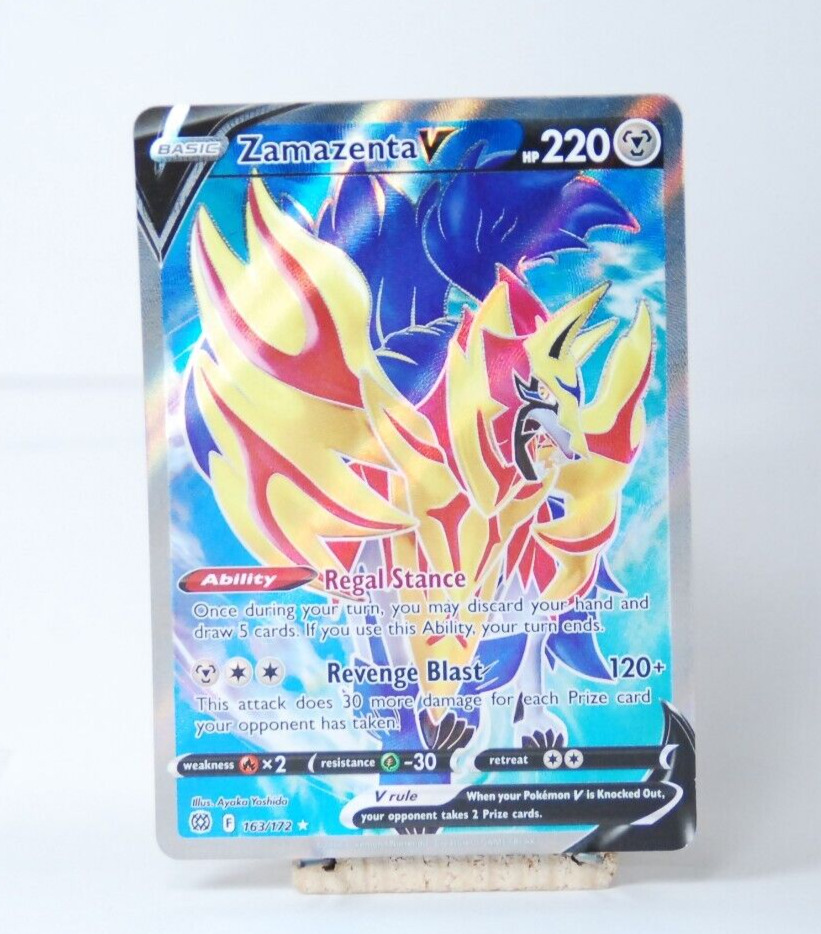 ⭐ Pokemon Zamazenta V 163 Brilliant Stars Full Art Ultra Rare MT Foil 220 HP