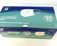 50Pcs Disposable 3-Layer Blue Face Masks For Adults