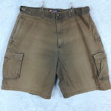 Chaps Ralph Lauren Mens Shorts Cargo Pockets Brown Adjustable Flap Pocket 38