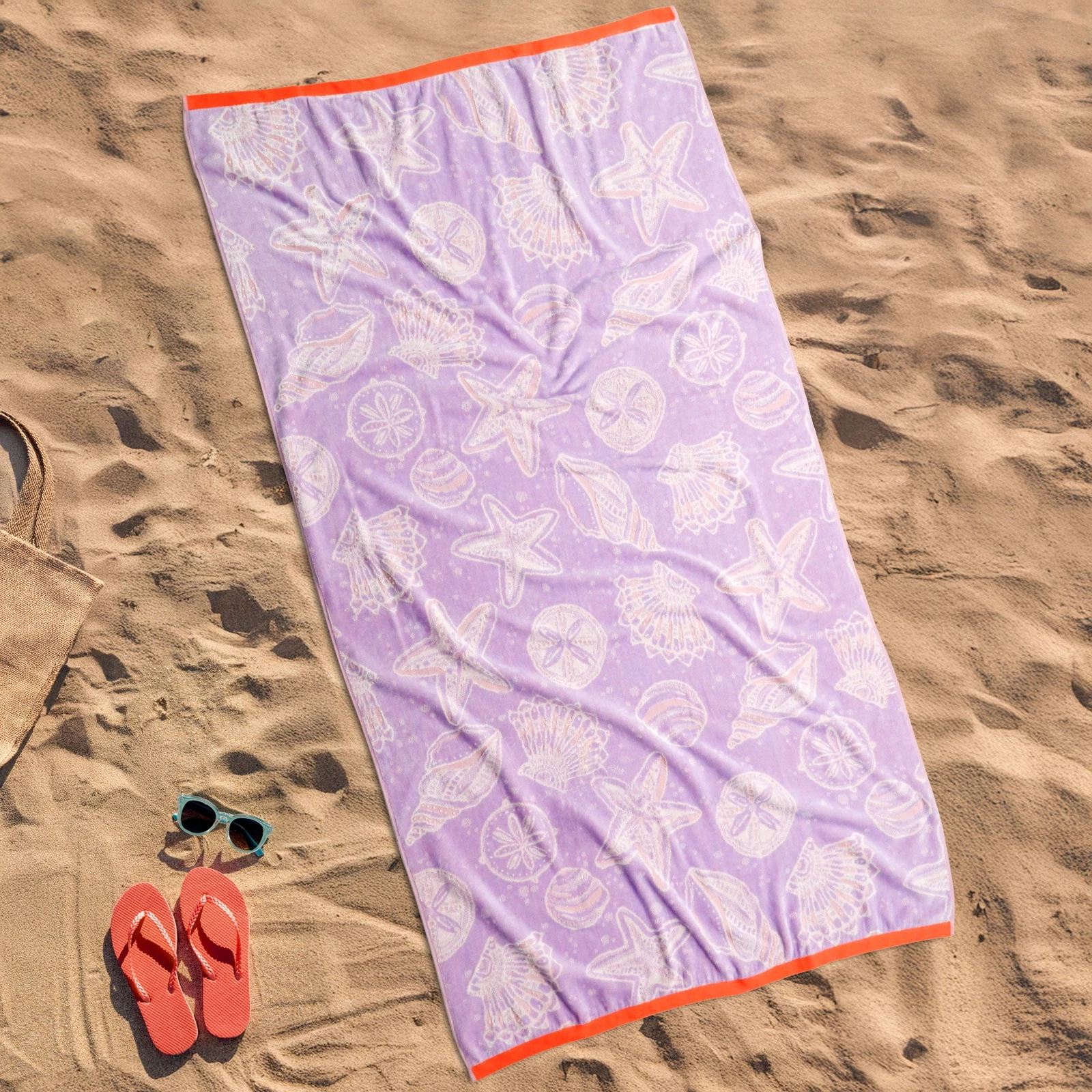 Seashell Oversized Beach Towels 2-Pack, 72" x 36"