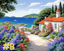 Beautiful Mediterranean Scenery Printed Needlepoint Canvas FA05-2