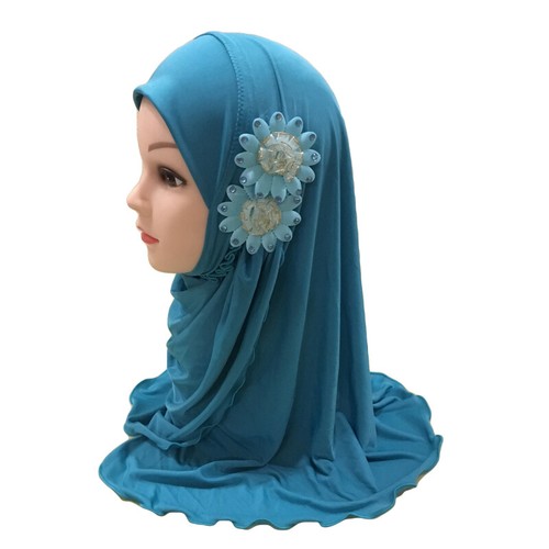 Amira One Piece Muslim Kids Girls Headscarf Wrap Shawl Islamic Turban Scarf 2-7Y - Picture 30 of 129