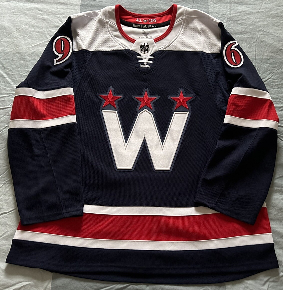 ADIDAS PRIMEGREEN RETAIL AUTHENTIC CAPITALS THIRD JERSEY, NO. 96, SIZE 54 eBay
