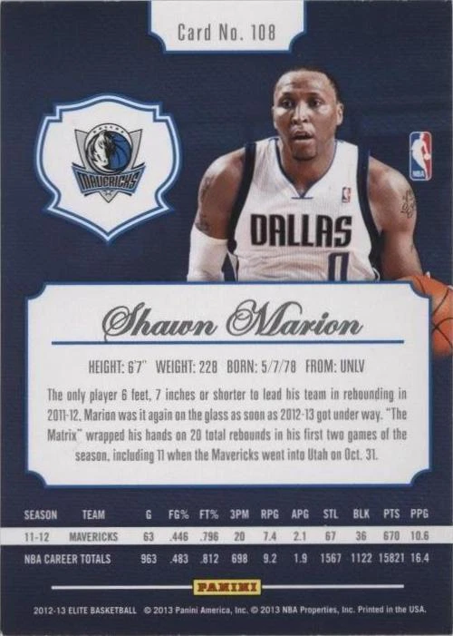 2012-13 Elite - Shawn Marion #108