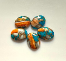 5Pcs 12x14mm Natural Oyster Copper Turquoise Cabochon oval Loose Gemstone 27
