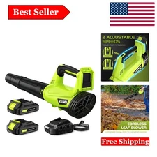 Lightweight Handheld Leaf Blower - 2 Speed Modes, 2 Batteries & Quick Charge