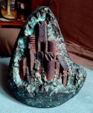 Sculpture BRONZE signée DALL' ANESE modèle GALET avec Tours en Fer