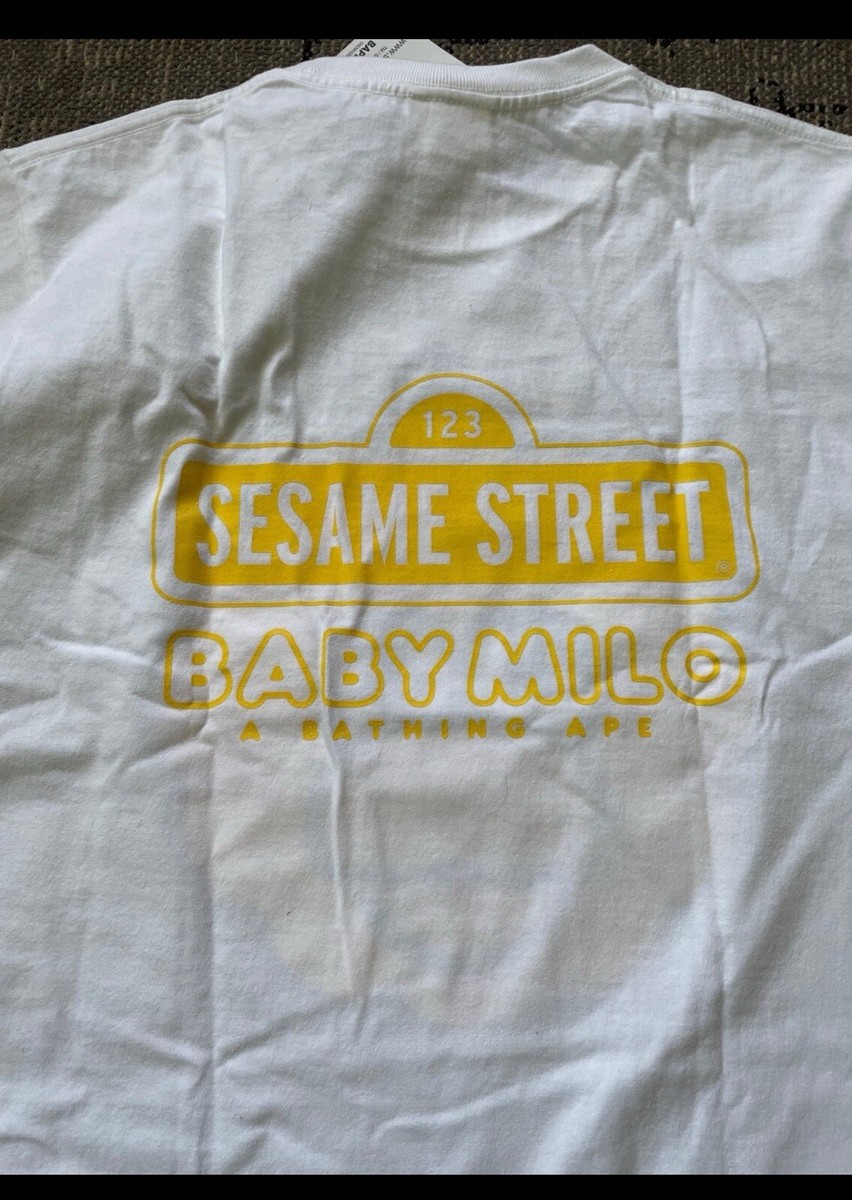 セサミストリート ベイビーマイロ Tシャツ100 BAPE X Sesame Street - Baby Milo - White - Shirt Size Medium