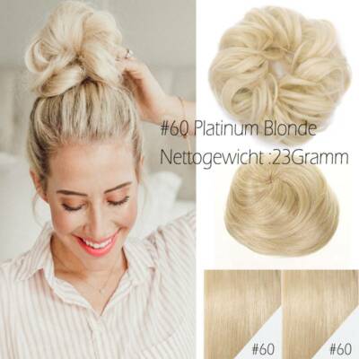 Real REMY ECHTHAAR Messy Bun Clip In Extensions Dutt Scrunchie Haarknoten Zopf L