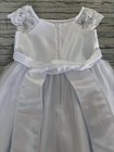 Sweet Kids Petal White Lace Sleeve Satin Dress w/ Pearl Brooch Communion Dress 7 — photo 6