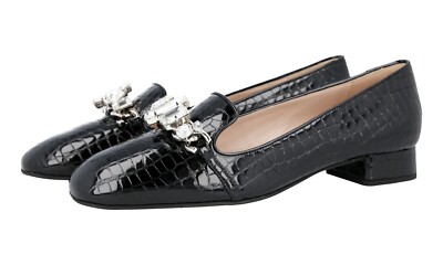 MIU MIU by PRADA KRISTALL Kroko Schuhe Pumps - 5S426B - Schwarz NEU