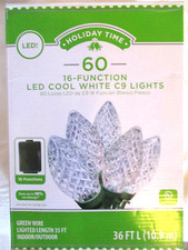 Holiday Time LED C9 String Lights 60 LED Cool White 16 Functions 35 Ft NEW