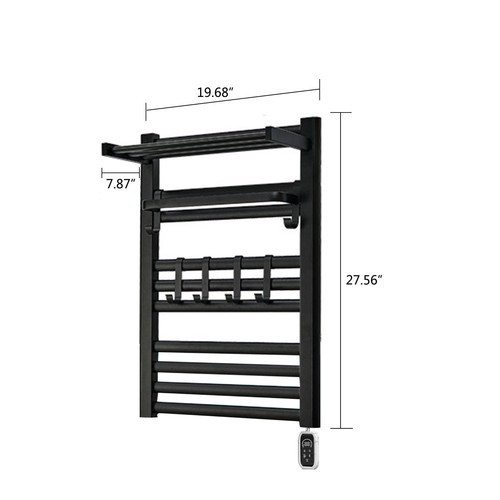Calentador de toallas con calefacción de 10 capas con temporizador montado en la pared con estante - Imagen 4 de 12