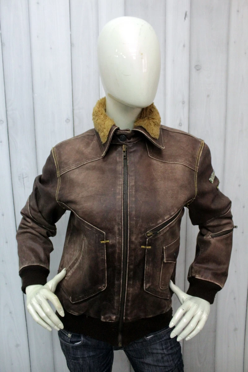 Giubbotto Di Pelle Guess Donna Taglia S Marrone Giubbino Invernale