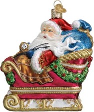 Santa in Sleigh Blown Glass Christmas Ornament by Old World Christmas