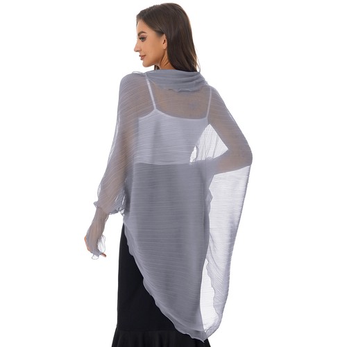 Women Chiffon Shawl Scarf Bolero Top Summer Sun Protection Long Sleeve Cover Ups - Picture 50 of 135