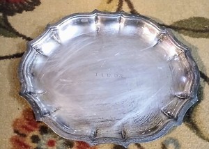 Vintage - Silver Plated Tray - April 12, 1972 engraved - 11 x 9 x 3/4