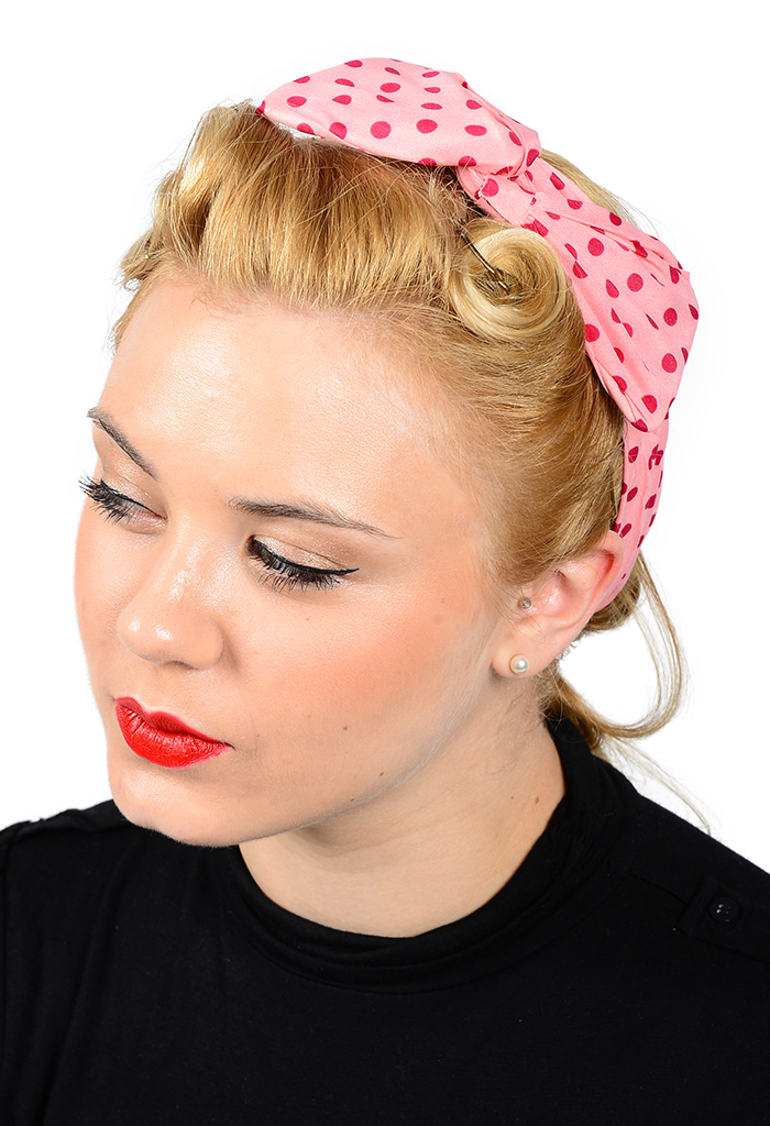 Haarband sjaal retro polkadot wit zwart Haarband sjaal retro polkadot wit zwart