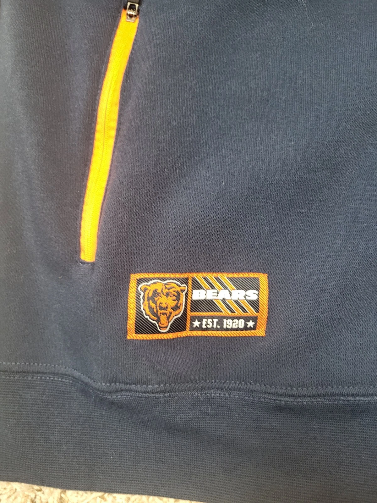 VETEMENTS Felpa con cappuccio Chicago Bears full zip nuova con etichetta blu navy con arancione taglia M Medium