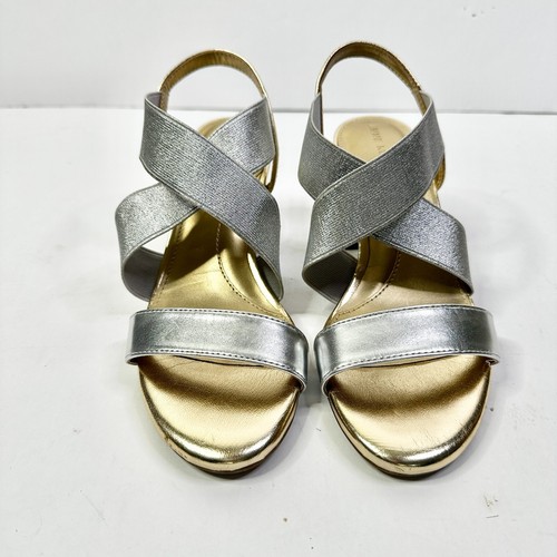 Sandali Anne Klein donna 6M oro argento Rayna tacco grosso blocco festival boho - Foto 4 di 8