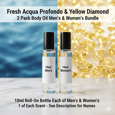 Fresh Acqua Profondo & Yellow Diamond 2 Pack 10ML RollOn Perfume Body Oil Bundle