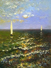 Original oil on canvas Impasto painting, Hand-painted seascape, Impressionism