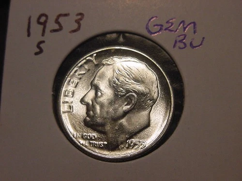 1953-S ROOSEVELT DIME GEM BU NICE ORIGINAL BETTER DATE COIN FREE SHIPPING
