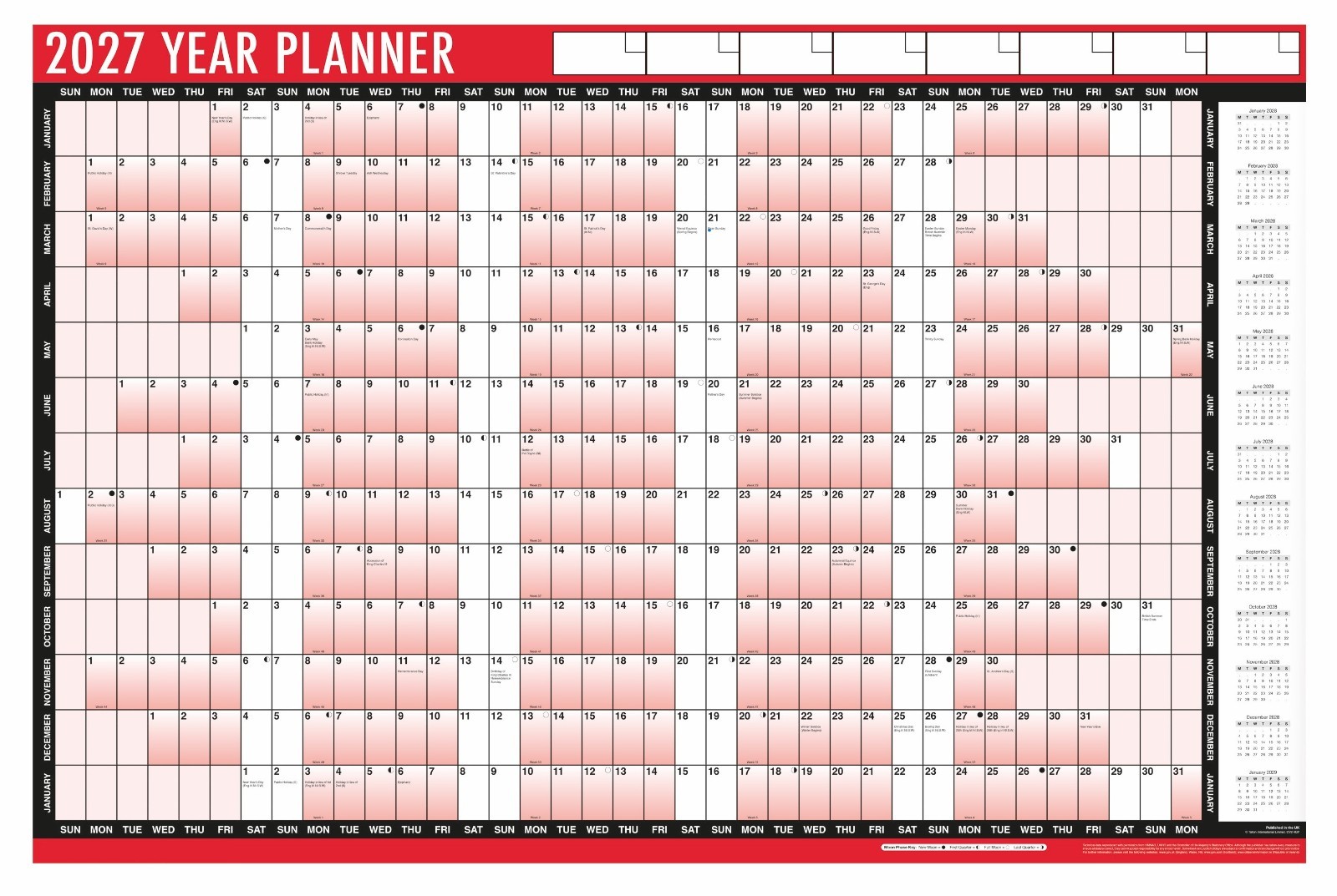 2027 Wall Planner A1 Large Laminated Calendar