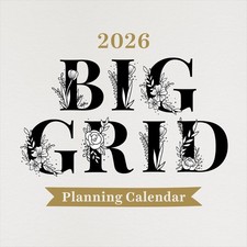2026 Big Grid Floral Wall Calendar Large Grids Vertical Monthly 12x12 Inch