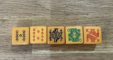 Rare Vintage Set of Bakelite Poker Dice In Original Box With Pineapples not aces