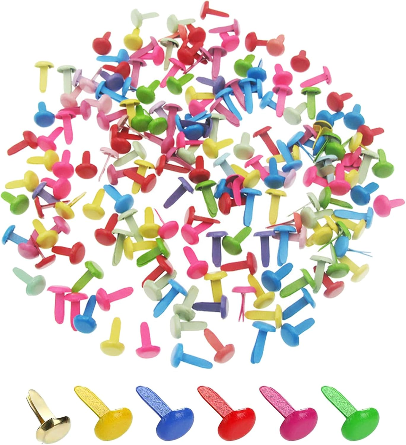 100 PCS Paper Fasteners & Multicolor Split Pins for Paper Craft, DIY Stamping, S