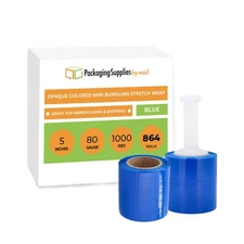 Cast Narrow Banding Stretch Wrap 5" x 1000' 80 Gauge 864 Rolls Blue Shrink Flim