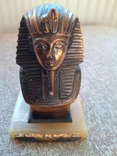 Vintage spelter Tutankhamun bust on a marble base