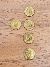 Lot 5 Maximiliano Emperador 1865 Gold Arras Tokens 10k And 14k 10mm Mexico 1.52g