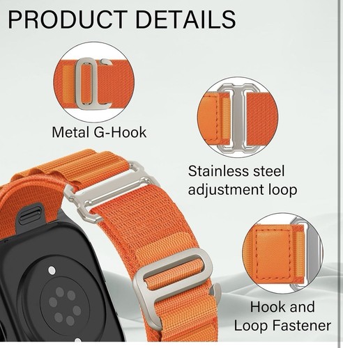 Generic Alpine Loop Band do Apple Watch Ultra/Ultra 2 pomarańczowy - duży - NOWY - Zdjęcie 2 z 4