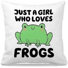 Frog Gifts Frog Decor Pillow Cover 18x18,Just A Girl Who Loves Room Frogs