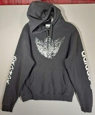 Adidas Hoodie Mens Medium Black Pullover Graffiti Streetwear Skate Trefoil Fade