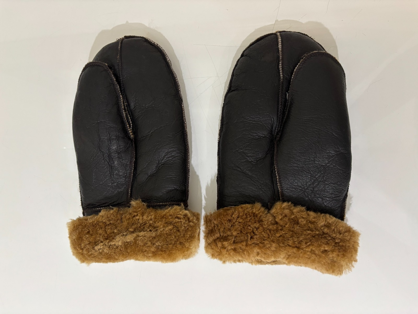 Men's Shearling Fur Leather Winter Mittens