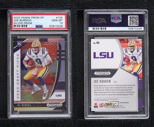 2020 Panini Prizm Draft Picks Rookies Silver Joe Burrow PSA 10 GEM MT Rookie RC