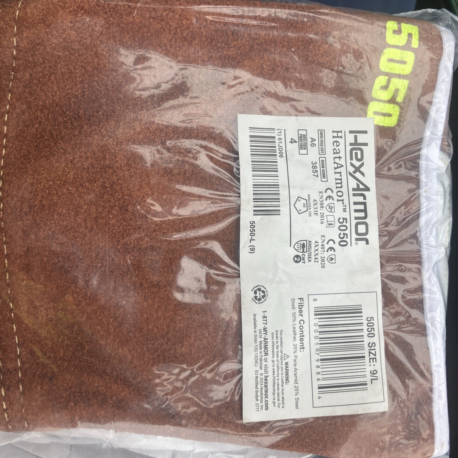 HexArmor Heavy Duty 5050 Leather Welding Gloves with Extreme Heat Protection New