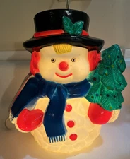 NOMA Light Up Snowman Blow Mold Plastic Tabletop Christmas Decoration 7.5” Vtg