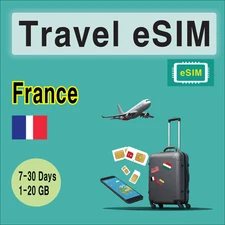 [eSIM] France Travel SIM Card, 7-30 Days, 1-30GB, QR Code, Fast Delivery