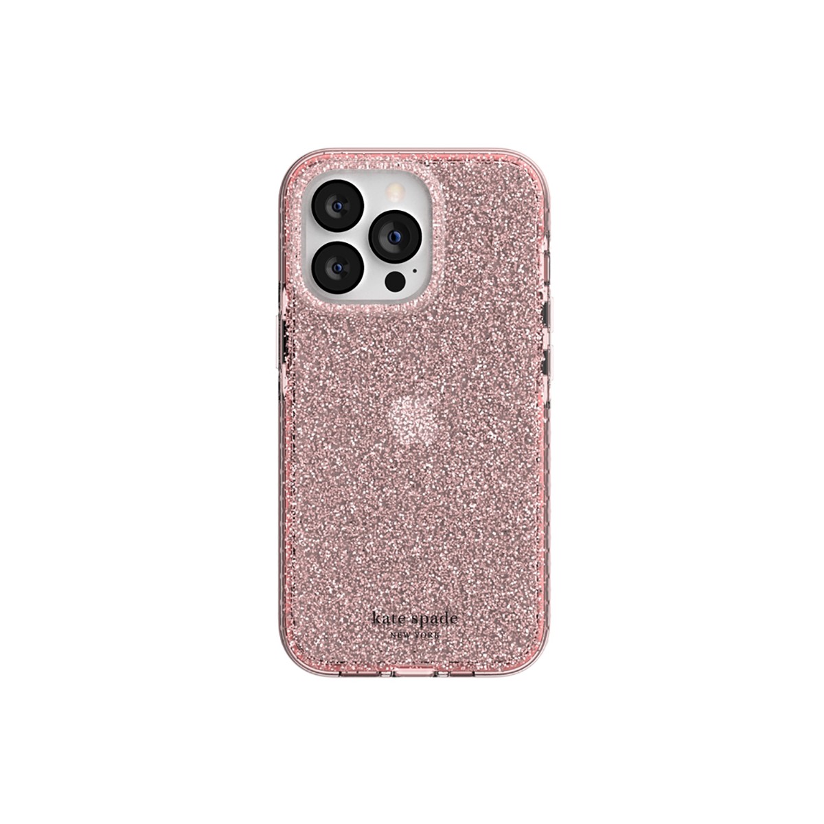 Coque iPhone 13 Pro rose pailletée en silicone translucide souple anti-choc