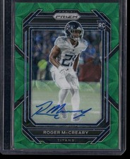 2022 Panini Prizm Roger McCreary Green Scope Prizm RC Auto /75 #382 Titans