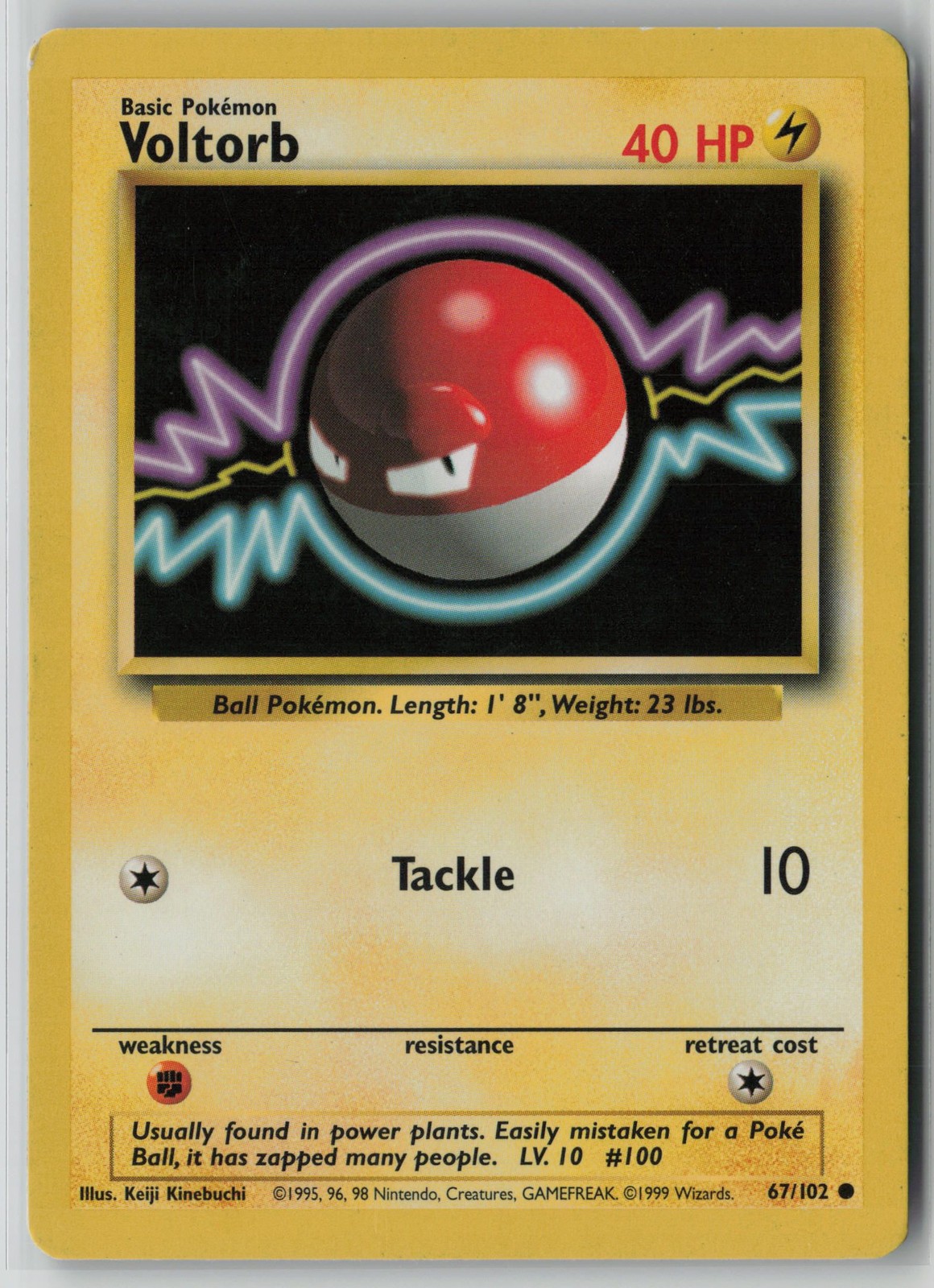 Voltorb 67/102 Pokemon Base Set Common Moderately Played Card (MP)